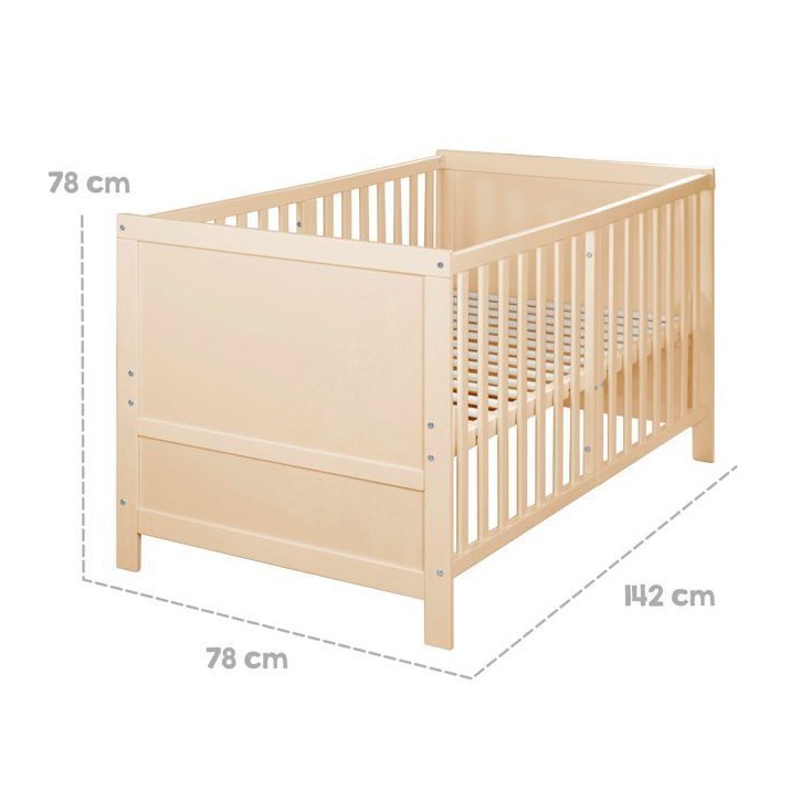 Lit bébé évolutif - 70 x 140 cm - ROBA - EASY SLEEP - Bois naturel Lit bébé évolutif - 70 x 140 cm - ROBA - EASY SLEEP - Bois naturel