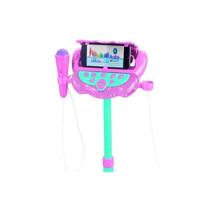 Microphone Gabby et la maison magique sur pied ajustable lumineux avec enceinte, 2 Micros et Effets vocaux, Enceinte Bluetooth Microphone Gabby et la maison magique sur pied ajustable lumineux avec enceinte, 2 Micros et Effets vocaux, Enceinte Bluetooth