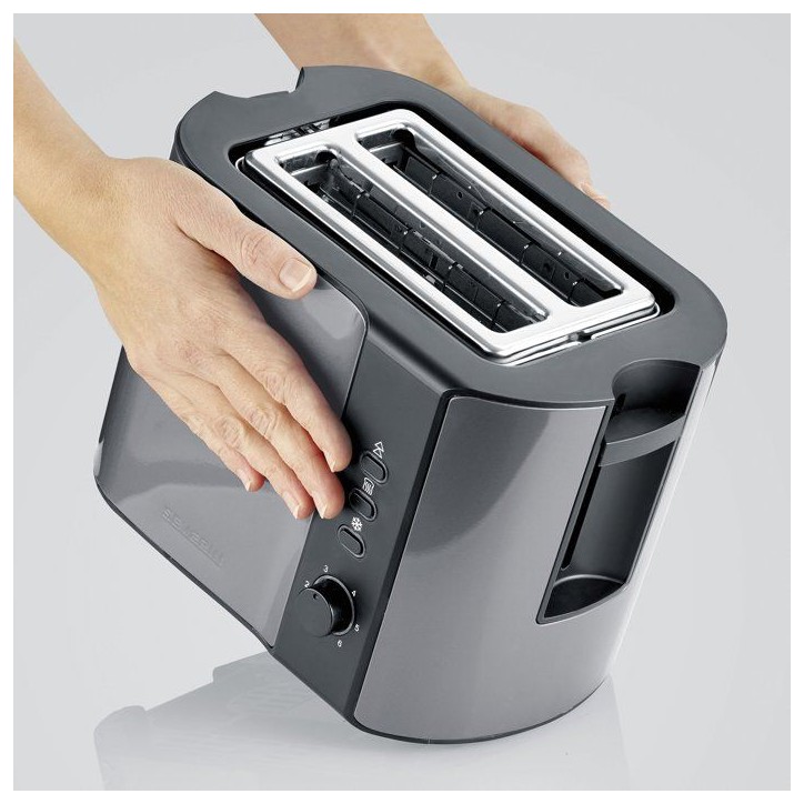 Grille-pain compact 2 fentes - SEVERIN - AT 9573 - Toaster compact - Réglage brunissage - Fonction décongélation - inox/noir Grille-pain compact 2 fentes - SEVERIN - AT 9573 - Toaster compact - Réglage brunissage - Fonction décongélation - inox/noir