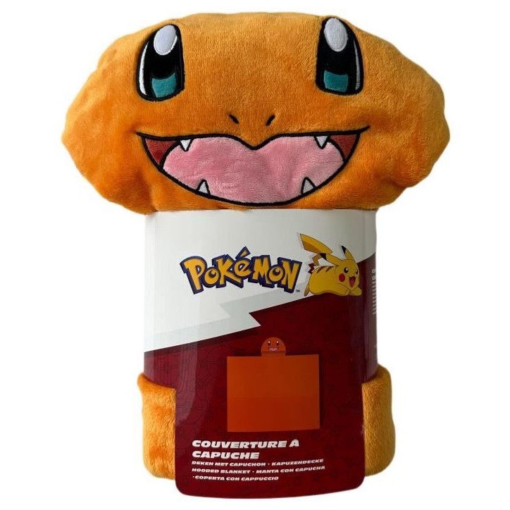 Plaid a capuche 3D - POKEMON - Salameche - 120 x 150 cm - Ultra doux - Coloré