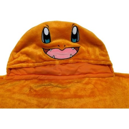 Plaid a capuche 3D - POKEMON - Salameche - 120 x 150 cm - Ultra doux - Coloré