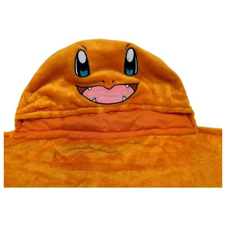 Plaid a capuche 3D - POKEMON - Salameche - 120 x 150 cm - Ultra doux - Coloré