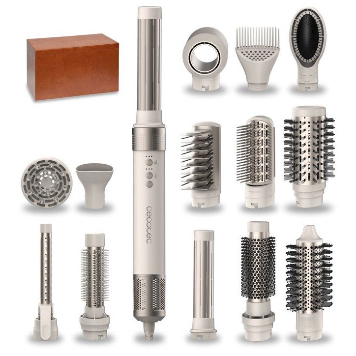 Brosse coiffante - CECOTEC - CeramicCare 14in1 AirGlam - 14 en 1 - Coloris champagne - 1400 W