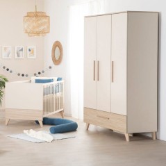 Chambre bébé trio : Lit évolutif 70 x 140 cm + Commode a langer + A