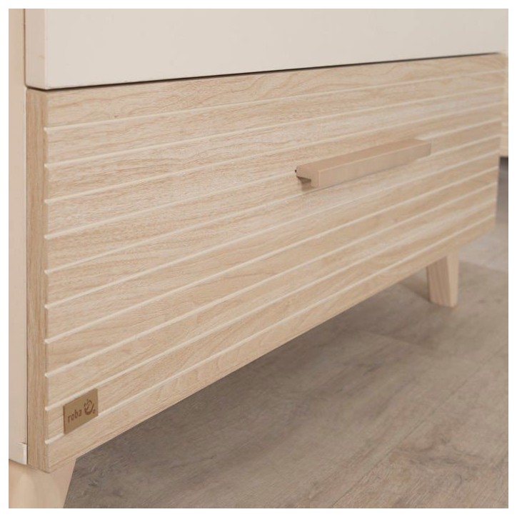 Chambre bébé trio : Lit évolutif 70 x 140 cm + Commode a langer + Armoire - SIDNEY - ROBA - Chene / Beige Chambre bébé trio : Lit évolutif 70 x 140 cm + Commode a langer + Armoire - SIDNEY - ROBA - Chene / Beige