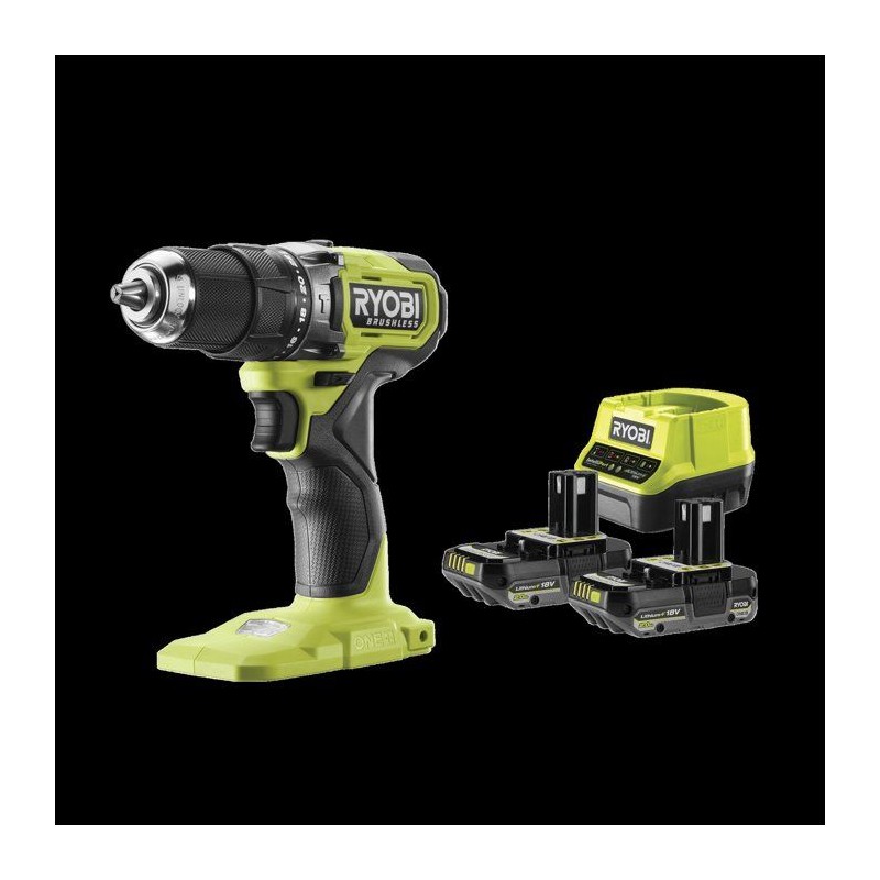 RYOBI Perceuse-visseuse a percussion Brushless 18V ONE+ - batterie 2Ah
