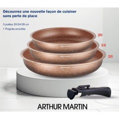 Set de 3 poeles - Tous feux dont induction - ARTHUR MARTIN - AM9811 -