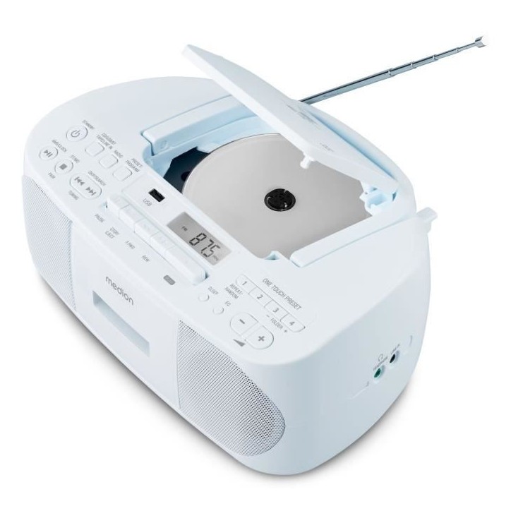 Radio CD K7 - MEDION - FM - 2x3W RMS - Bleu Radio CD K7 - MEDION - FM - 2x3W RMS - Bleu