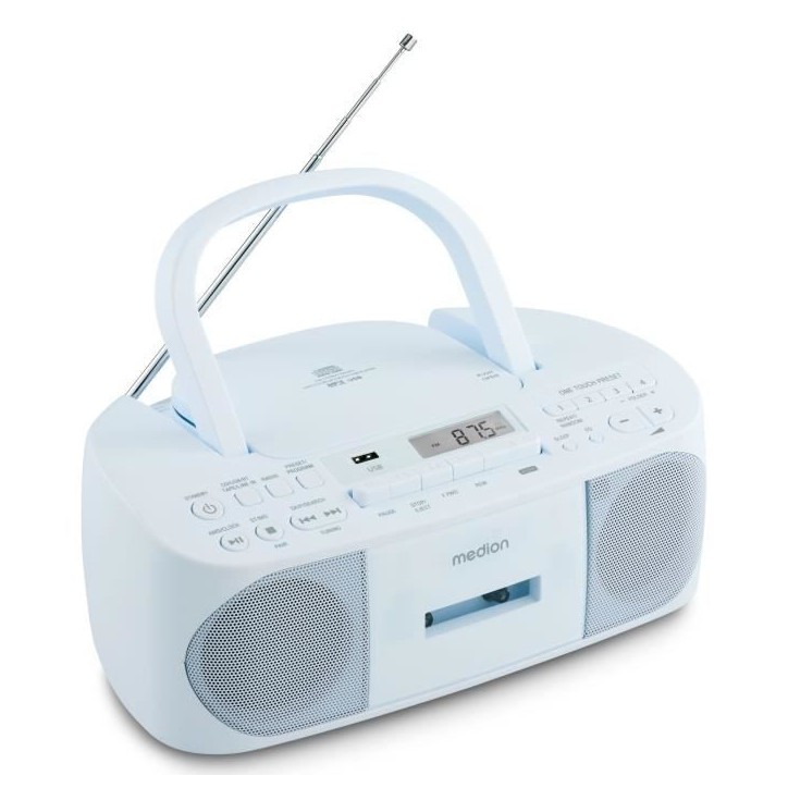 Radio CD K7 - MEDION - FM - 2x3W RMS - Bleu Radio CD K7 - MEDION - FM - 2x3W RMS - Bleu