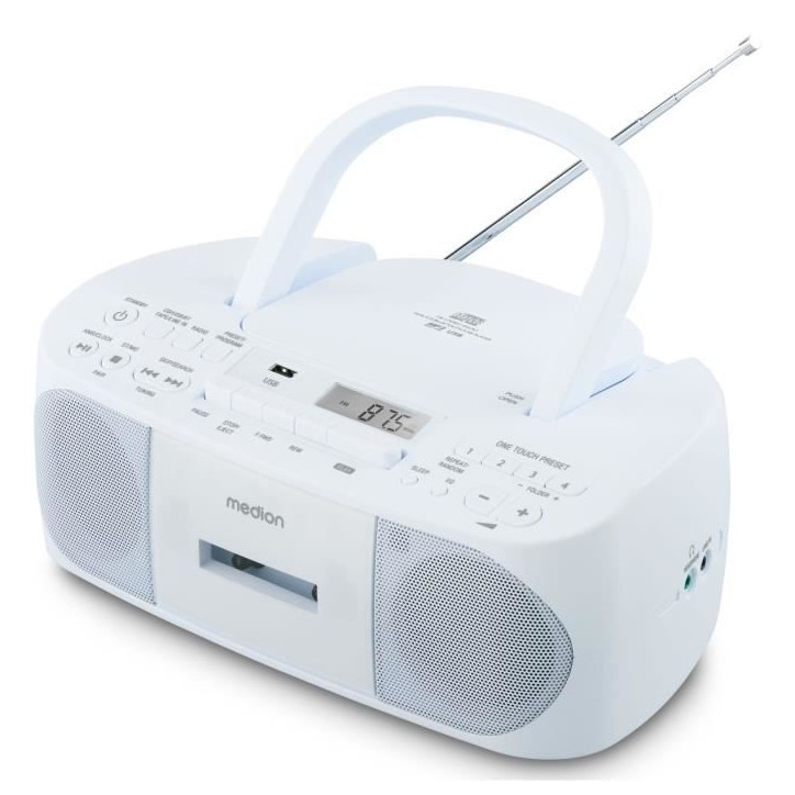 Radio CD K7 - MEDION - FM - 2x3W RMS - Bleu Radio CD K7 - MEDION - FM - 2x3W RMS - Bleu