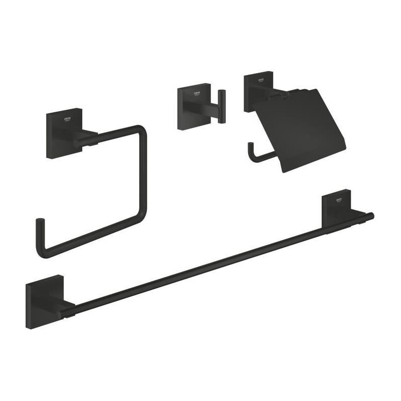 Set d'accessoires 4 en 1 - GROHE - 411152430 - Start Cube - Noir mat