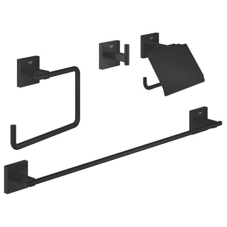 Set d'accessoires 4 en 1 - GROHE - 411152430 - Start Cube - Noir mat