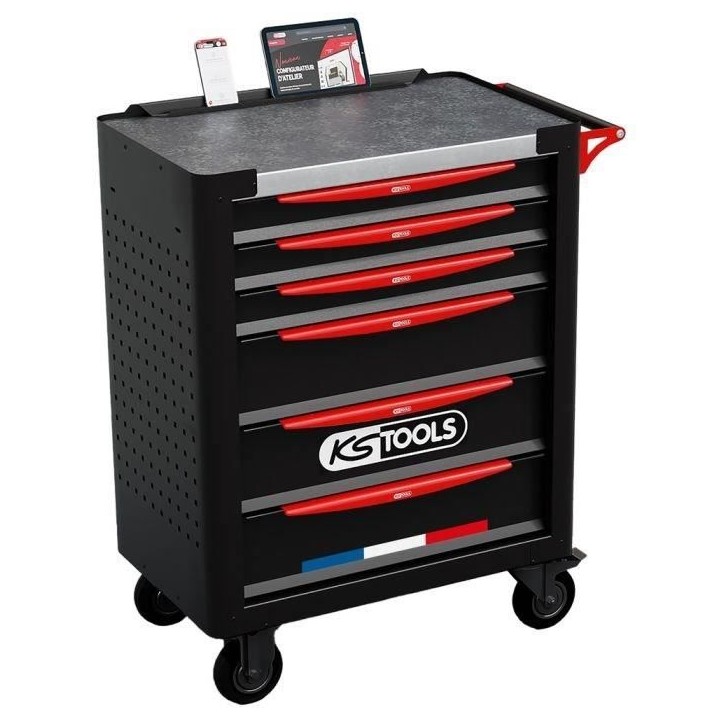 Servante d'atelier - Equipée - 6 tiroirs - KS Tools - 824.6536F - Noir - 265 outils - Fabriquée en France Servante d'atelier - Equipée - 6 tiroirs - KS Tools - 824.6536F - Noir - 265 outils - Fabriquée en France