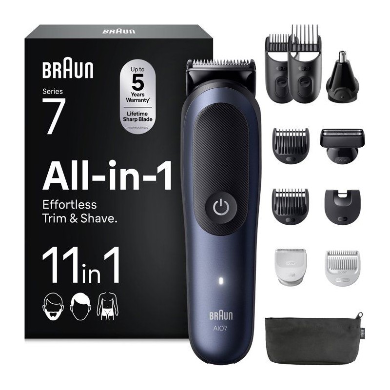 Tondeuse multi-usage - BRAUN - MGK7540 - 120 min - Étanche - Noir
