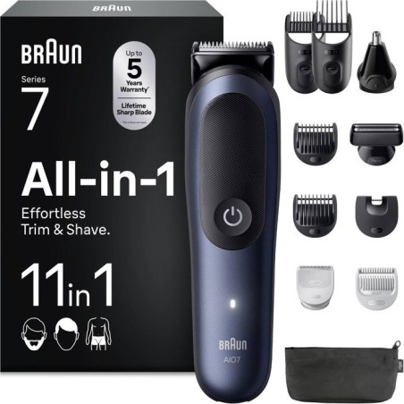 Tondeuse multi-usage - BRAUN - MGK7540 - 120 min - Étanche - Noir