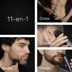 Tondeuse multi-usage - BRAUN - MGK7540 - 120 min - Étanche - Noir