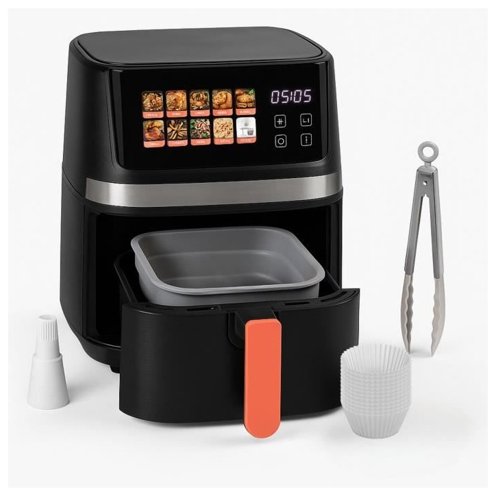Set de 4 accessoires pour friteuse sans huile - LIVOO - MEN428 - 1 moule 2 en 1 pliable - 1 set de 12 moules - 1 pinceau - 1 pin Set de 4 accessoires pour friteuse sans huile - LIVOO - MEN428 - 1 moule 2 en 1 pliable - 1 set de 12 moules - 1 pinceau - 1 pin