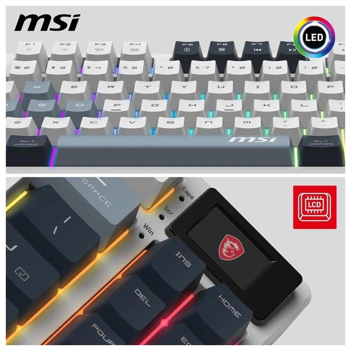 Clavier gamer sans fil - Switches mécaniques linéaires - MSI FORGE GK600 TKL Wireless - TKL - RGB - Blanc