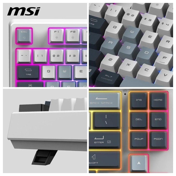Clavier gamer sans fil - Switches mécaniques linéaires - MSI FORGE GK600 TKL Wireless - TKL - RGB - Blanc