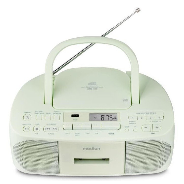 Radio CD K7 - MEDION - FM - 2x3W RMS - Vert Radio CD K7 - MEDION - FM - 2x3W RMS - Vert