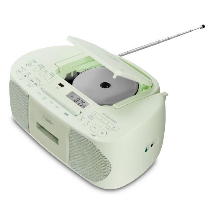 Radio CD K7 - MEDION - FM - 2x3W RMS - Vert Radio CD K7 - MEDION - FM - 2x3W RMS - Vert