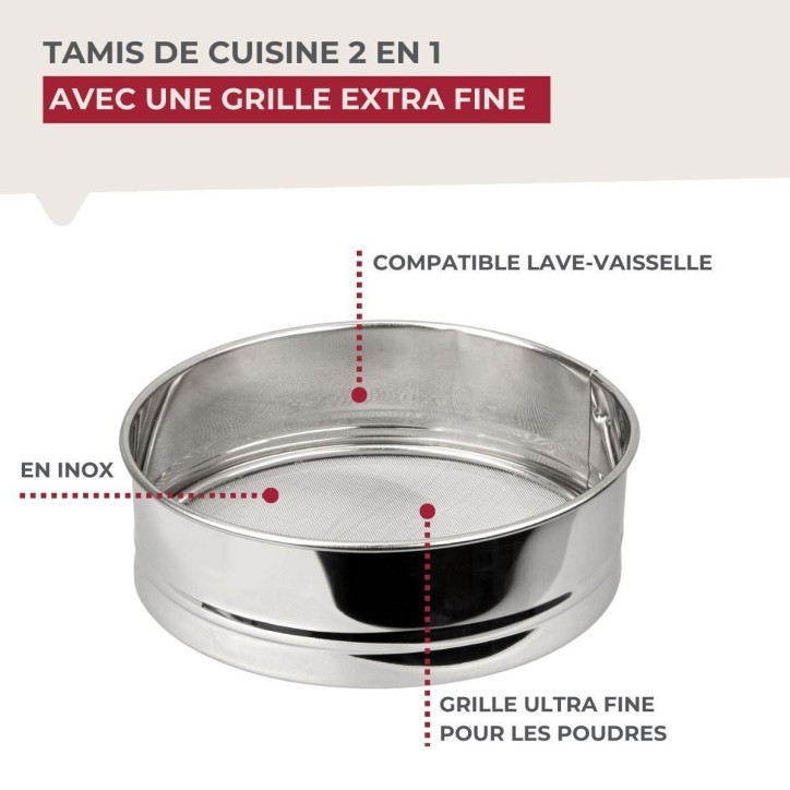 Ensemble de 2 Tamis de cuisine inox extra fin - FACKELMANN - Basic - 18 cm Ensemble de 2 Tamis de cuisine inox extra fin - FACKELMANN - Basic - 18 cm