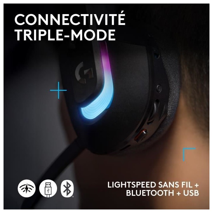 Casque gamer - sans fil - Logitech G - G522 - Lightspeed - Noir Casque gamer - sans fil - Logitech G - G522 - Lightspeed - Noir