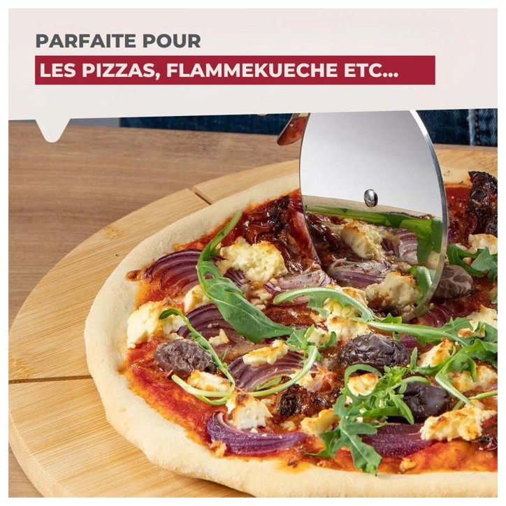 Ensemble de 2 Planches a pizza avec rainures de coupe - FACKELMANN - Ø 32 cm Ensemble de 2 Planches a pizza avec rainures de coupe - FACKELMANN - Ø 32 cm