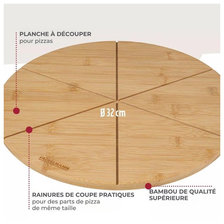 Ensemble de 2 Planches a pizza avec rainures de coupe - FACKELMANN - Ø 32 cm Ensemble de 2 Planches a pizza avec rainures de coupe - FACKELMANN - Ø 32 cm