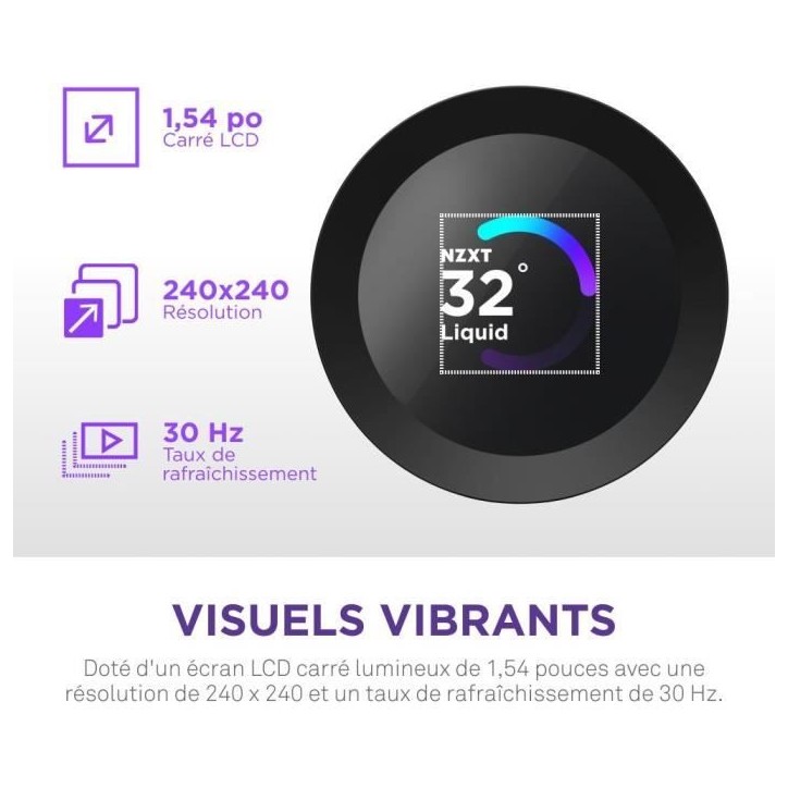 Watercooling - NZXT - RL-KR240-B2 - Kraken Plus 240 RGB - Écran carré 1.54 personnalisable et ventilateurs RGB - Noir Watercooling - NZXT - RL-KR240-B2 - Kraken Plus 240 RGB - Écran carré 1.54 personnalisable et ventilateurs RGB - Noir