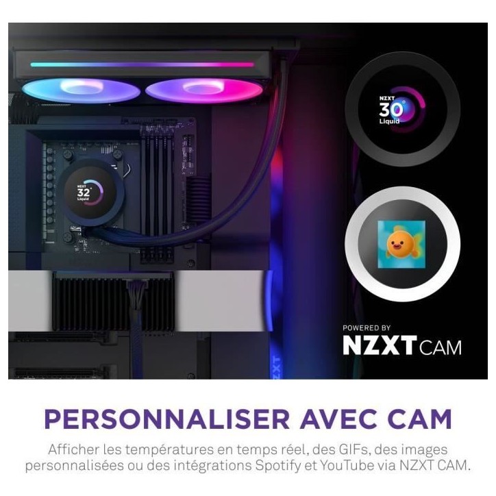 Watercooling - NZXT - RL-KR240-B2 - Kraken Plus 240 RGB - Écran carré 1.54 personnalisable et ventilateurs RGB - Noir Watercooling - NZXT - RL-KR240-B2 - Kraken Plus 240 RGB - Écran carré 1.54 personnalisable et ventilateurs RGB - Noir