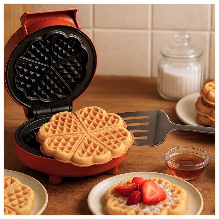 Gaufrier coeur - LIVOO - DOP255R - 5 gaufres - 1000 W