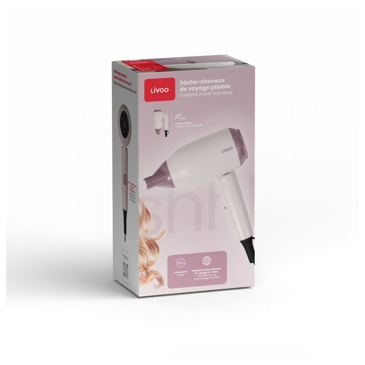 Seche-cheveux de voyage pliable - LIVOO - DOS208 - Compact - Bi-voltage - 1200 W Seche-cheveux de voyage pliable - LIVOO - DOS208 - Compact - Bi-voltage - 1200 W