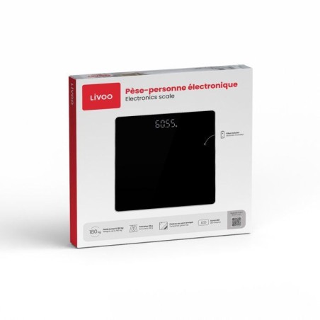 Pese-personne électronique - LIVOO - DOM524N - Écran LED - 180 kg - Verre trempé