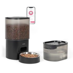 Distributeur de croquettes automatique et fontaine a eau - LIVOO - PET
