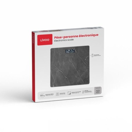 Pese-personne électronique - LIVOO - DOM529PN - Écran LCD rétroéclairé - 180 kg - Verre trempé
