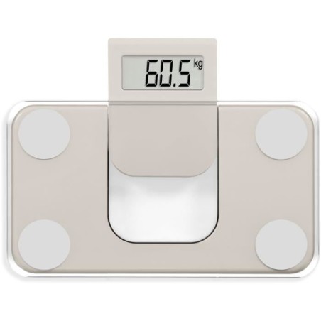 Mini pese-personne électronique - LIVOO - DOM532C - Max 180 kg - LCD - Verre trempé - Marche arret automatique - Creme