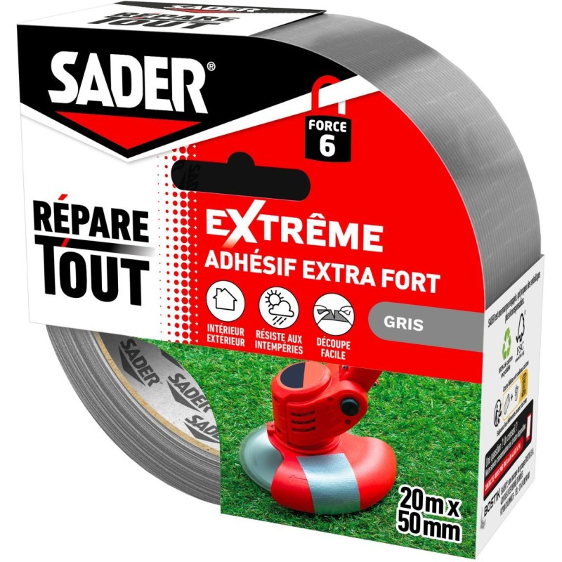 Adhésif extra fort - SADER - Repare tout extreme - Gris - Intérieur