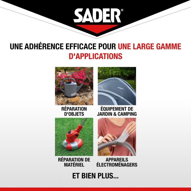 Adhésif extra fort - SADER - Repare tout extreme - Gris - Intérieur & Exterieur - Toutes surfaces - Facile a découper - 20 m Adhésif extra fort - SADER - Repare tout extreme - Gris - Intérieur & Exterieur - Toutes surfaces - Facile a découper - 20 m