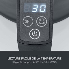Bouilloire électrique 1,7L et température réglable - SEVERIN - WK3483 - 2200 W - réglage jusqu'a 100° C - noir mat