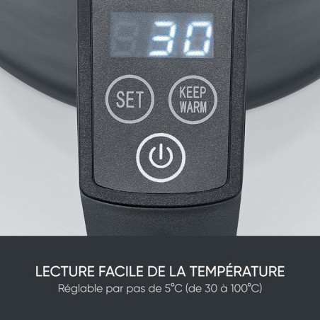 Bouilloire électrique 1,7L et température réglable - SEVERIN - WK3483 - 2200 W - réglage jusqu'a 100° C - noir mat