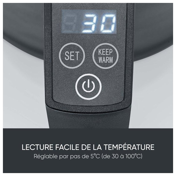 Bouilloire électrique 1,7L et température réglable - SEVERIN - WK3483 - 2200 W - réglage jusqu'a 100° C - noir mat
