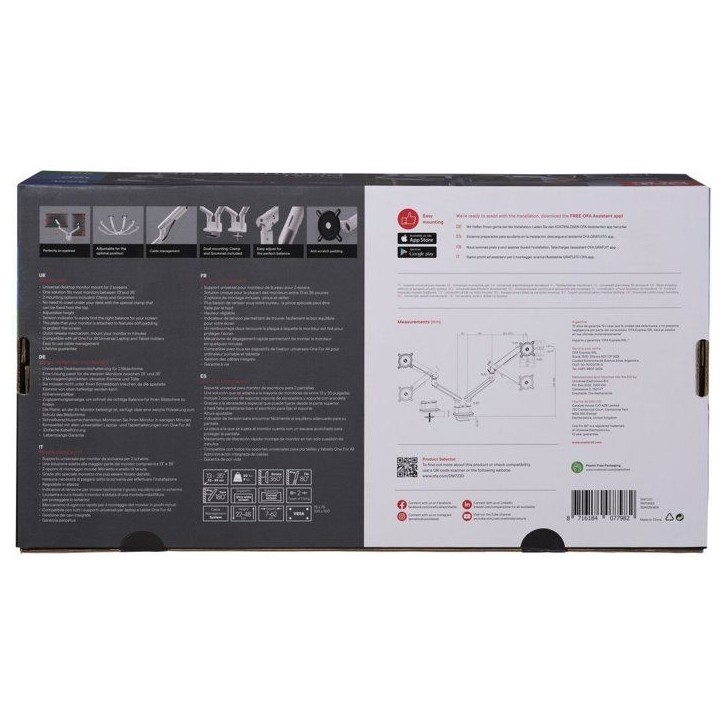 Support moniteur - ONE FOR ALL - Dynamic - Vesa 100 - Double Bras - 13 a 35'' - Blanc Support moniteur - ONE FOR ALL - Dynamic - Vesa 100 - Double Bras - 13 a 35'' - Blanc