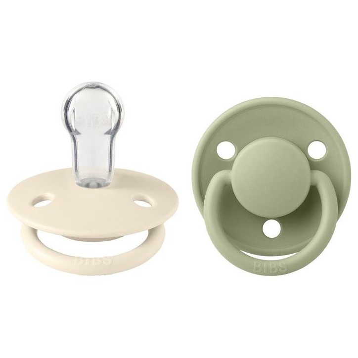 Sucette bébé - BIBS - DeLux - Embout rond - Pack de 2 - Silicone - Taille unique Ivory Sage