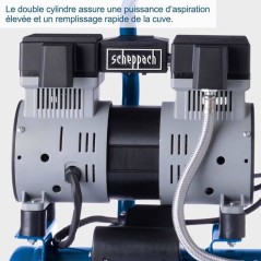 Compresseur d'air horizontal SCHEPPACH - HC08Si - 6L - 1100 W - 8 bars - silencieux