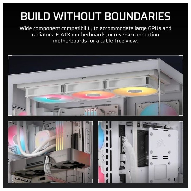 Boitier PC - CORSAIR - 3500X RSR ARGB Tempered Glass Mid-Tower - 3 ventilateurs ARGB a rotor inversé - Blanc Boitier PC - CORSAIR - 3500X RSR ARGB Tempered Glass Mid-Tower - 3 ventilateurs ARGB a rotor inversé - Blanc