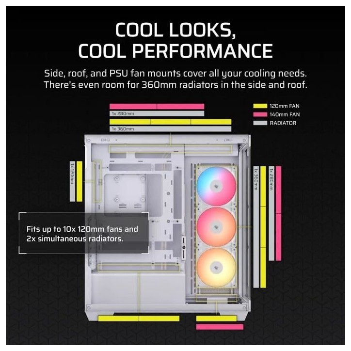 Boitier PC - CORSAIR - 3500X RSR ARGB Tempered Glass Mid-Tower - 3 ventilateurs ARGB a rotor inversé - Blanc Boitier PC - CORSAIR - 3500X RSR ARGB Tempered Glass Mid-Tower - 3 ventilateurs ARGB a rotor inversé - Blanc