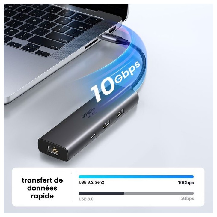 Hub USB-C 6 en 1 - UGREEN - Gris