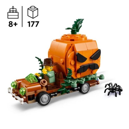 LEGO Set de construction Halloween - 40822 - Camionnette Jack-O'-Lantern, citrouille géante et minifigurine - Des 8 ans