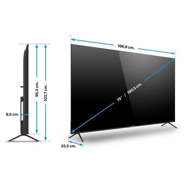 Schneider GMS75A2 - TV LED 75 (189 cm) - 4K UHD - Dolby Audio - Smart TV VIDAA - 3 HDMI - HDMI 2.0 Schneider GMS75A2 - TV LED 75 (189 cm) - 4K UHD - Dolby Audio - Smart TV VIDAA - 3 HDMI - HDMI 2.0